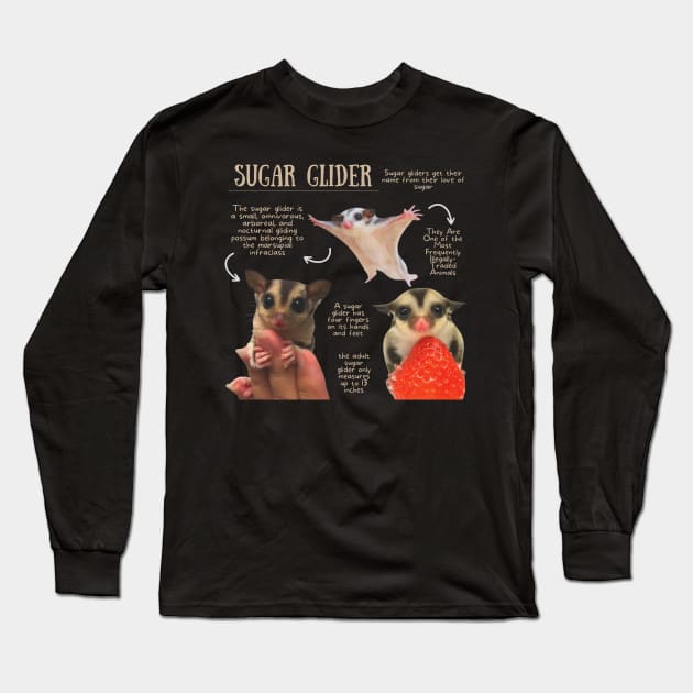 Animal Facts- Sugar Glider Long Sleeve T-Shirt by Animal Facts and Trivias